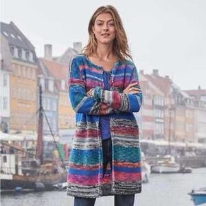 Sundance Multicolor Knit Striped Horn Cardigan